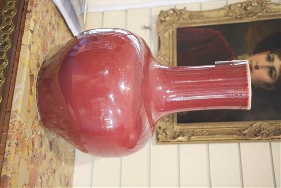 A large Chinese sang de boeuf glazed bottle vase, 60cm